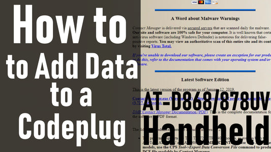 How to Add Data to a Codeplug with Contact Manager AT-D868/87