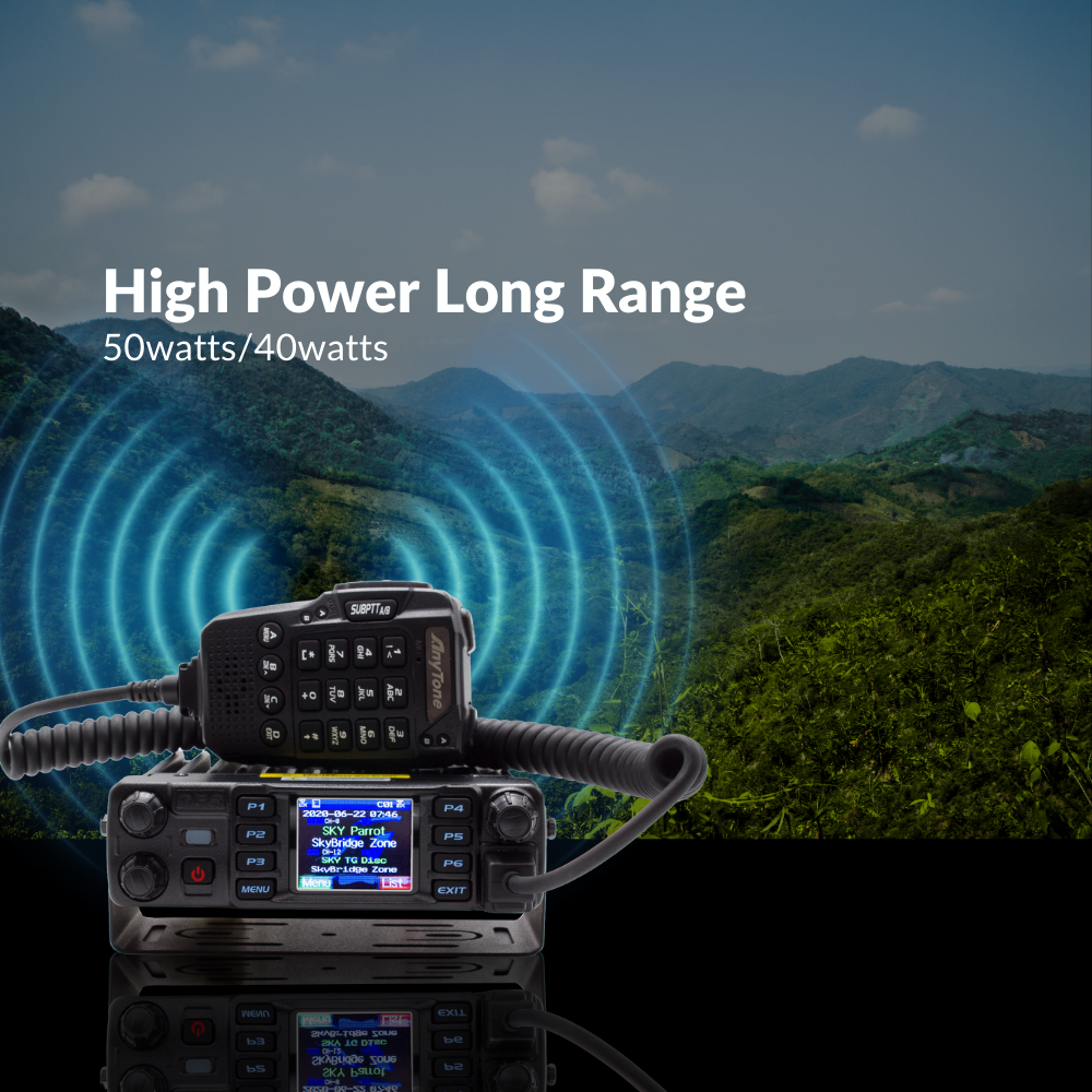 The Ultimate Hamshack Pack with $291 in FREE Training Course is displayed before a scenic mountain view, featuring a microphone and signal waves. Text above reads "High Power Long Range 50watts/40watts.