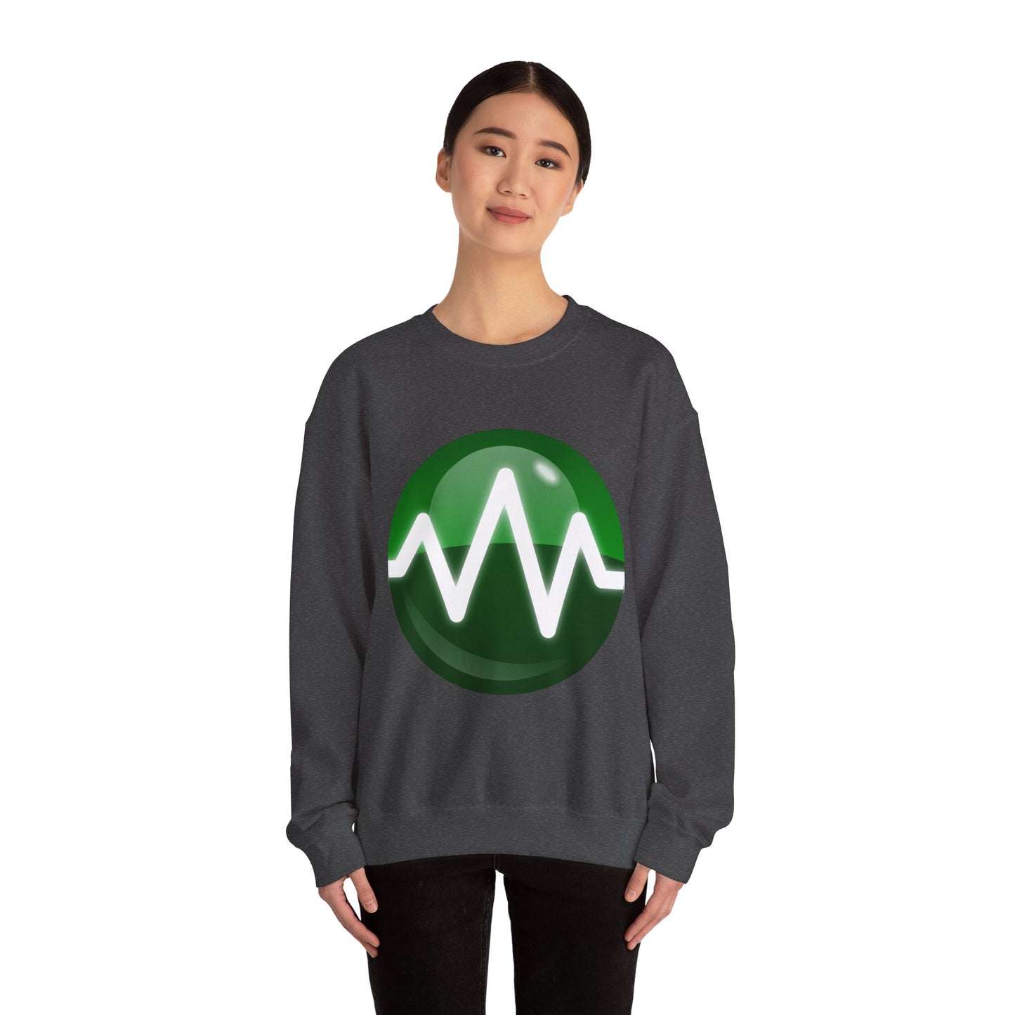 Unisex Heavy Blend Crewneck Sweatshirt - Green Wave Design | Comfortable & Stylish for Tech Lovers
