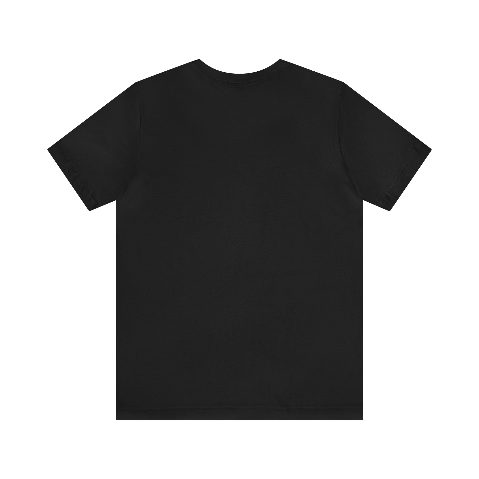 A plain black Short Sleeve Tee - Small Logo made of Airlume combed cotton is displayed against a white background. The T-shirt is shown from the back, featuring a simple and unadorned design with a round neckline and a standard fit.