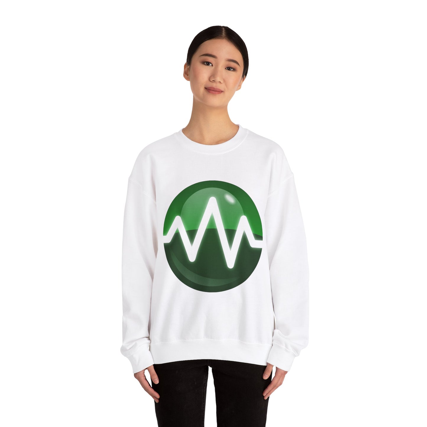 Unisex Heavy Blend Crewneck Sweatshirt - Green Wave Design | Comfortable & Stylish for Tech Lovers