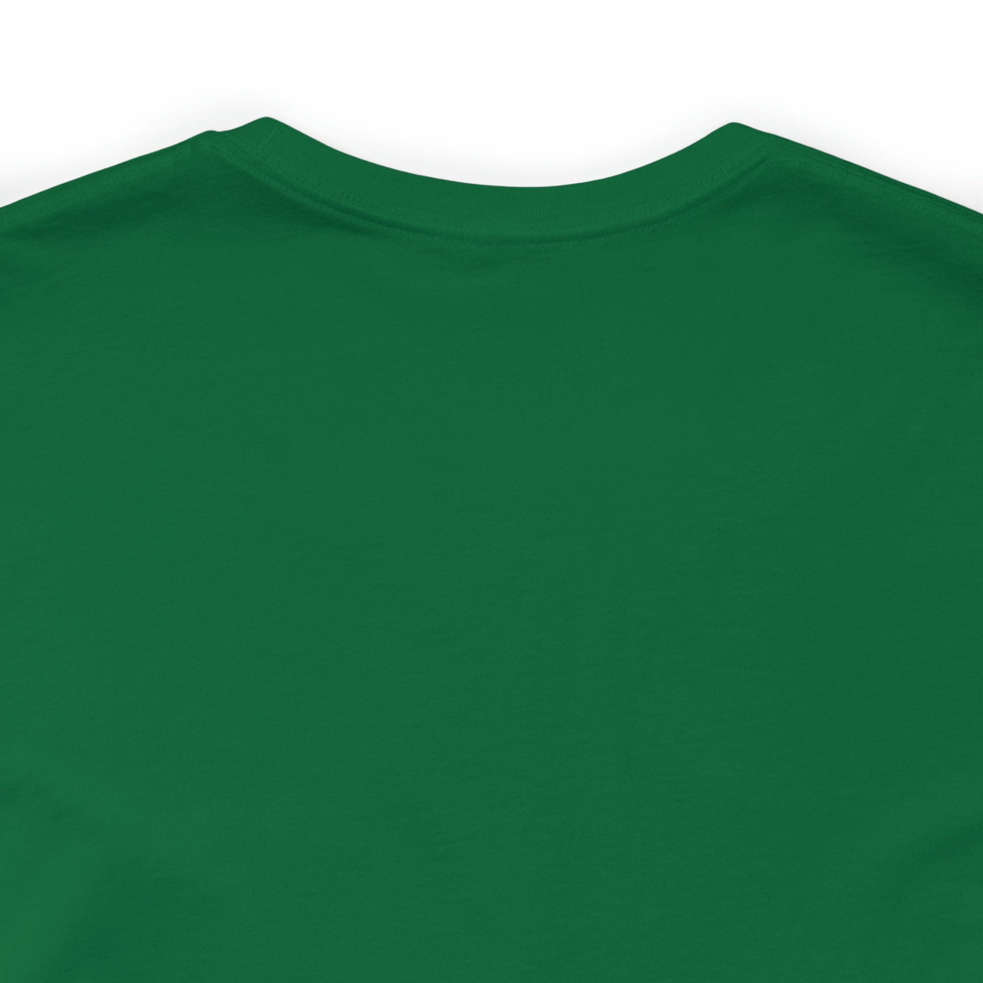 The image showcases the back of a plain green Short Sleeve Tee - Small Logo, crafted from soft, lightweight Airlume combed cotton. It features a simple design with no visible logos or graphics and has a classic crew neck style. This tee serves as the ideal blank canvas for adding custom touches such as a BridgeCom Systems logo to promote clear communication.