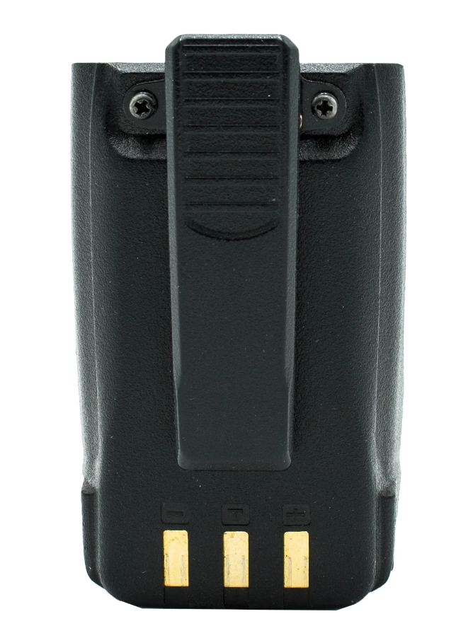 Back of 878 battery with belt clip