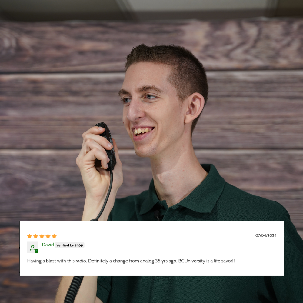 lifestyle image a guy holding a speaker mic