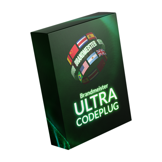 A green box labeled "Ultra USA & International Hotspot Codeplug" features a digital globe with international flags—ideal for AnyTone DMR radio users seeking seamless global connectivity.