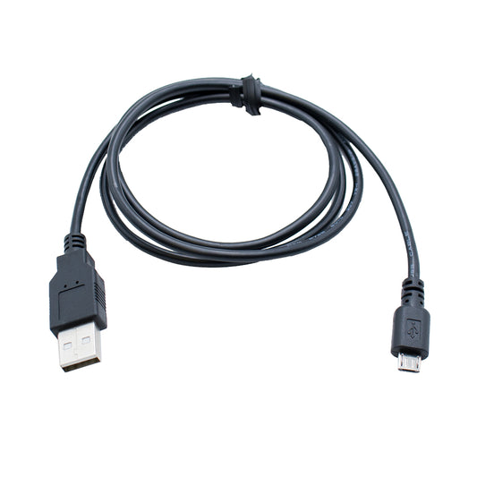 A black 3ft Programming cable Type A to USB with micro USB connector, coiled neatly on a white background.