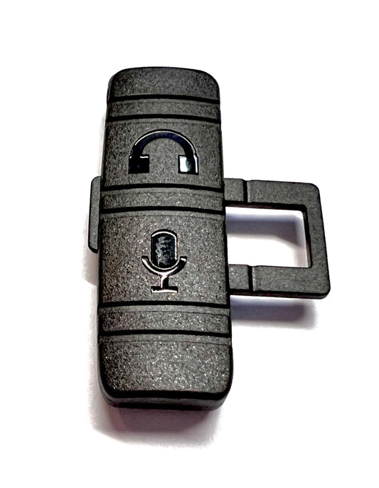 The AnyTone HT K1 Cover is a black plastic toggle switch featuring headset and microphone icons, designed for audio functions on the AnyTone Handheld K1. The microphone icon is positioned on the lower part while the headset icon is located on the upper part. This Replacement Cover switch is shown against a white background.