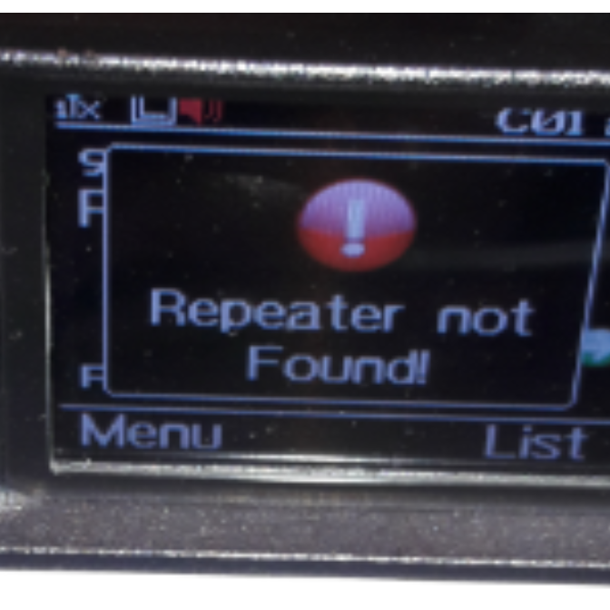What is this "repeater not found" message on my AnyTone?