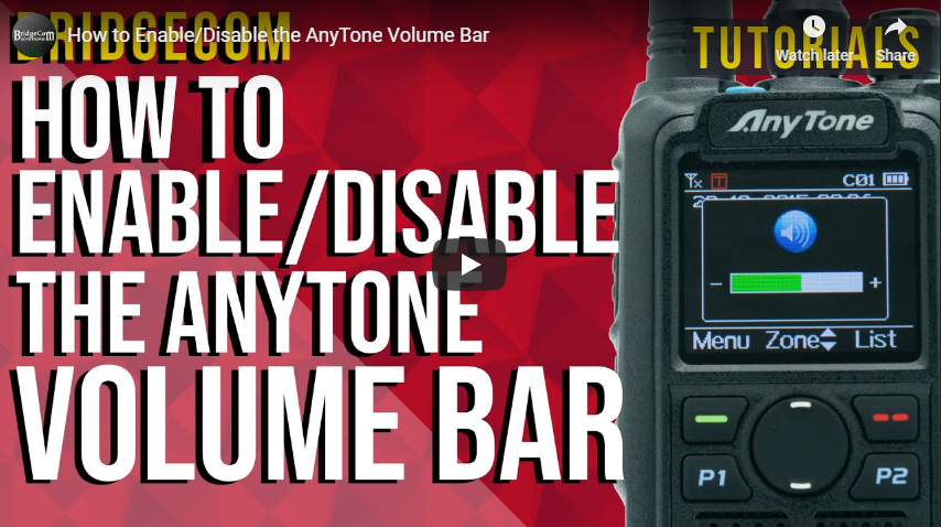 How to Enable/Disable the AnyTone Volume Bar