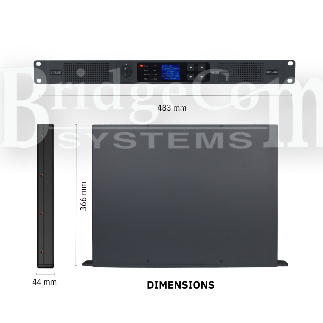 BDR repeater top, front and side view