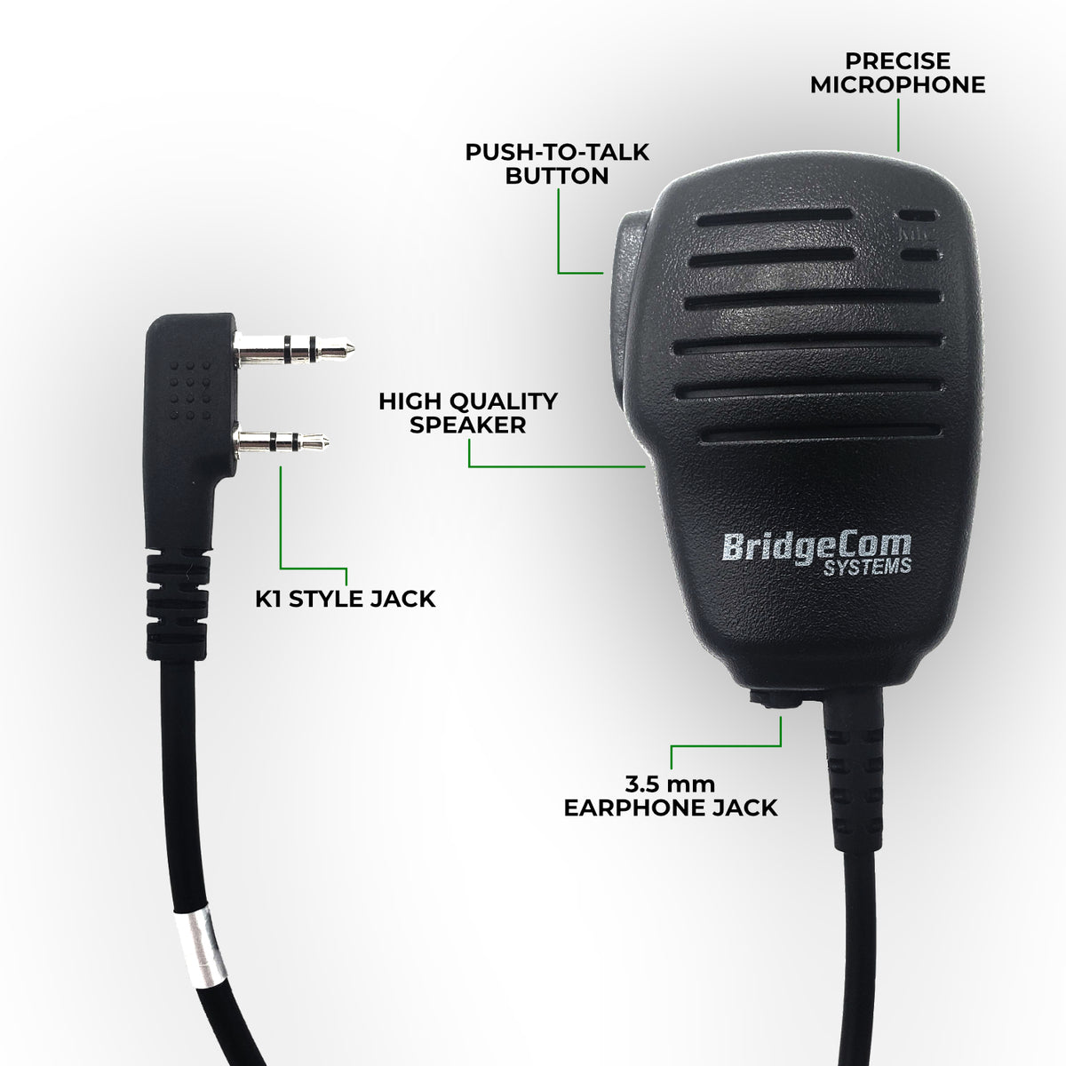 BridgeCom BCS-200 Water Resistant Speaker Mic – BridgeCom Systems