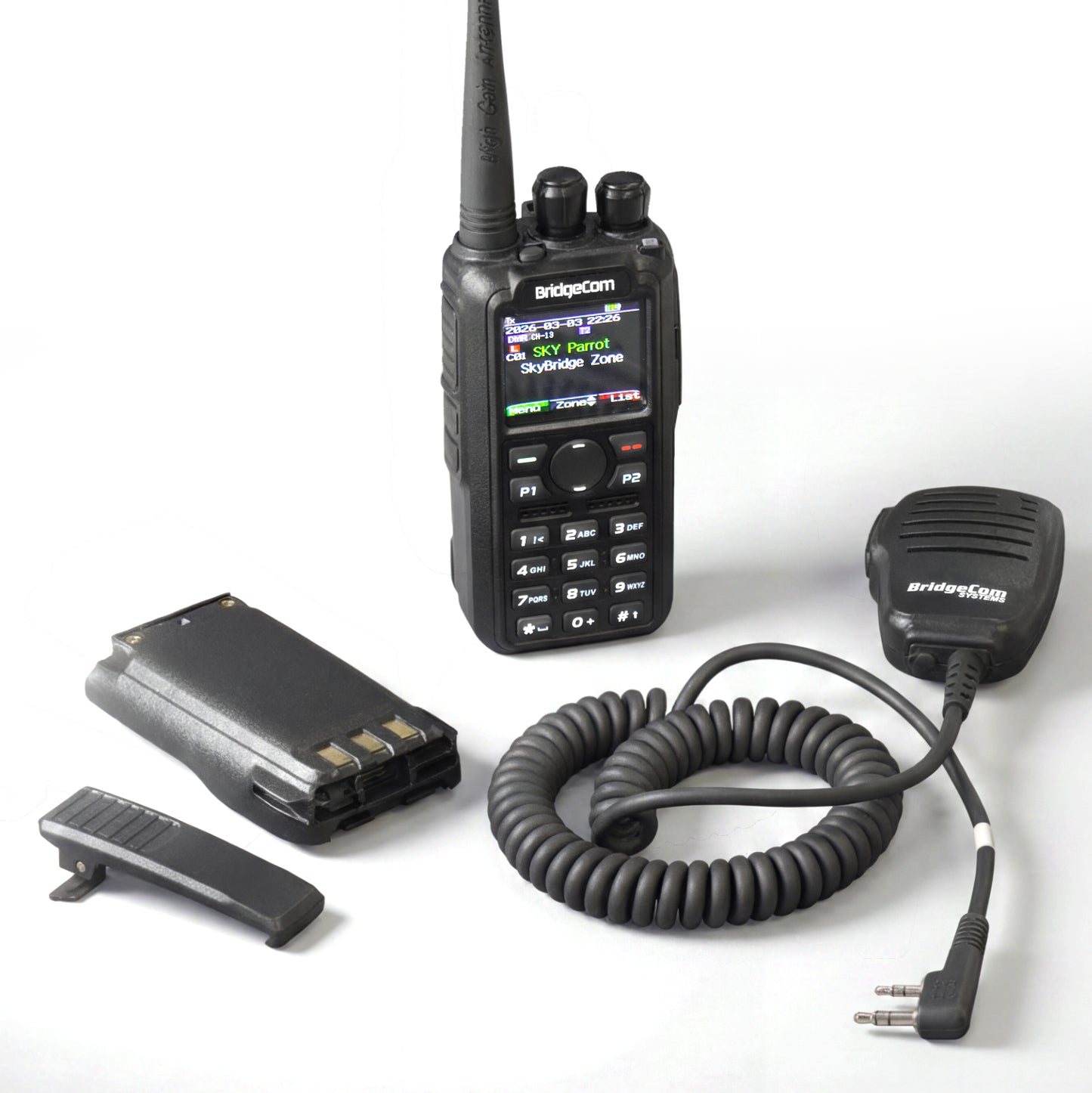 The Maverick Emergency Pack features a handheld two-way HT radio with display, keypad, and whip antenna. Labels highlight Plus, get four bonus items and an exclusive DMR ID card for the ultimate emergency bundle.