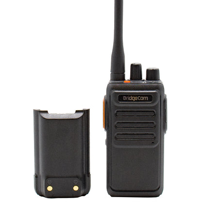 Echo E30 GMRS Radio with accompanying battery sitting next to it