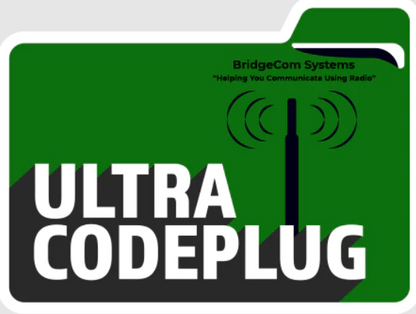 A green folder graphic with "SKYBRIDGE UPGRADE" in bold white text and a stylized radio antenna. Above, "BridgeCom Systems: Helping You Communicate Using Digital Radio" showcases seamless communication power.
