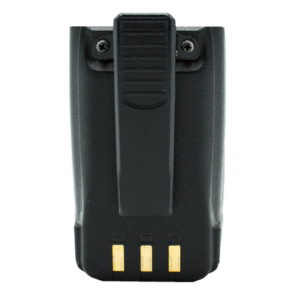 AnyTone 878 Battery with belt clip attached - rear view