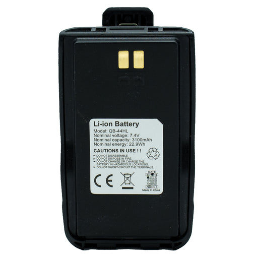 AnyTone 878 Battery with belt clip attached back view