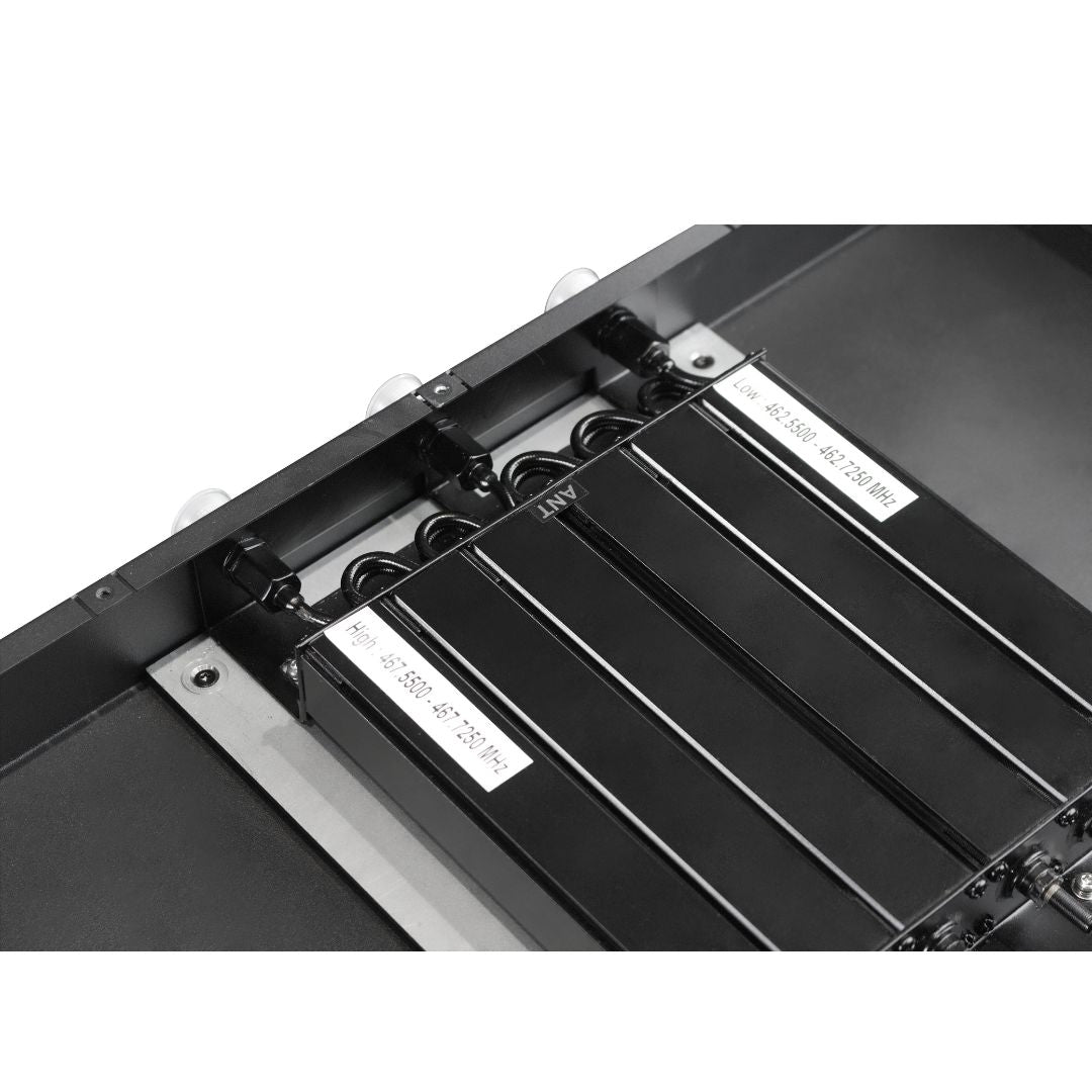 BCD chassis top removed showing close up of how duplexer looks inside