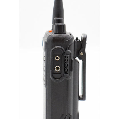 Echo E30 GMRS Radio side view with mic port open
