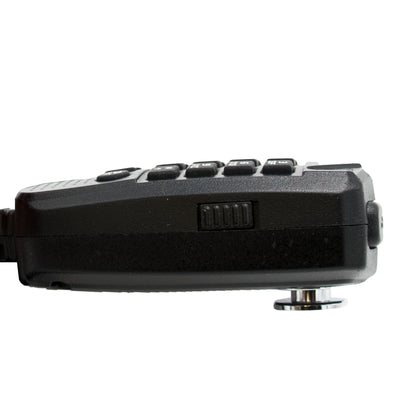 The AnyTone AT-D578UV Series Replacement Mic, a black handheld microphone, appears in side view with several buttons on the top. A small mounting screw is visible at the bottom against a completely white background.